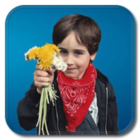 picture of boy holding flowers